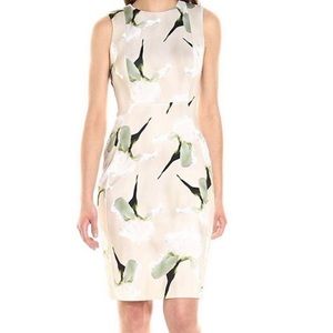Calvin Klein Light Pink Floral Scuba Stretch Sheath Dress Size 12